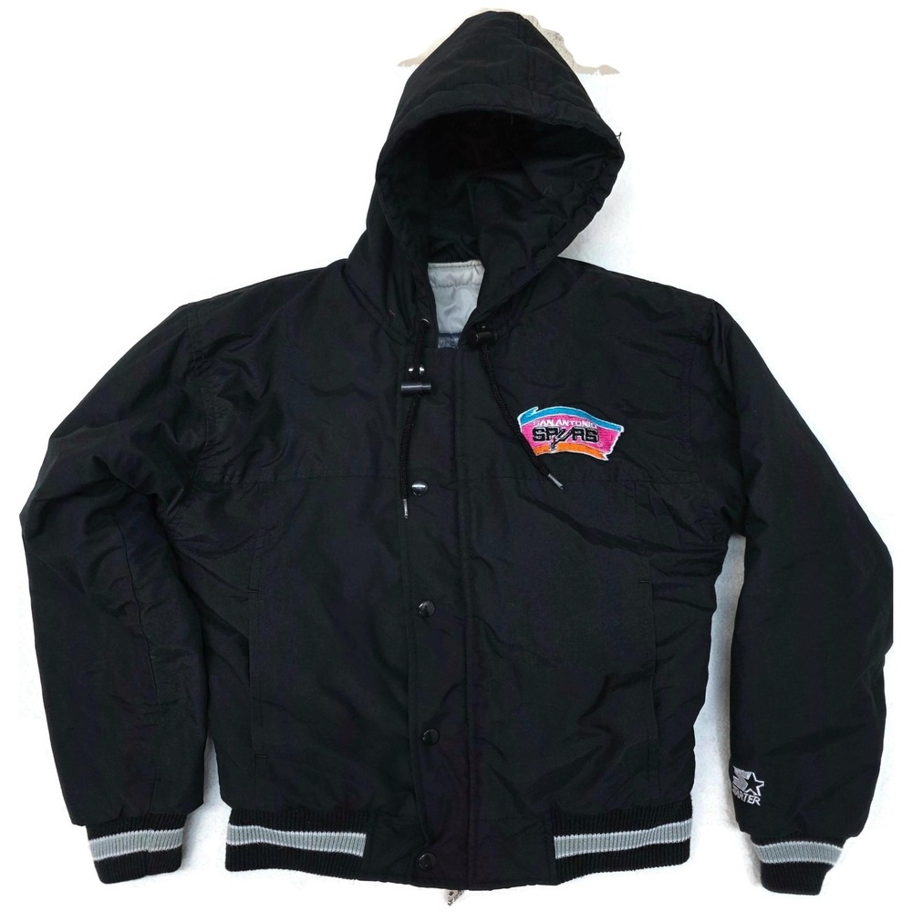 Vintage San Antonio Spurs Jacket Youth Medium Black NBA Basketball Starter 90s